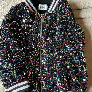Lola and The Boys multicolor Sequin Bomber Jacket and pants matching set